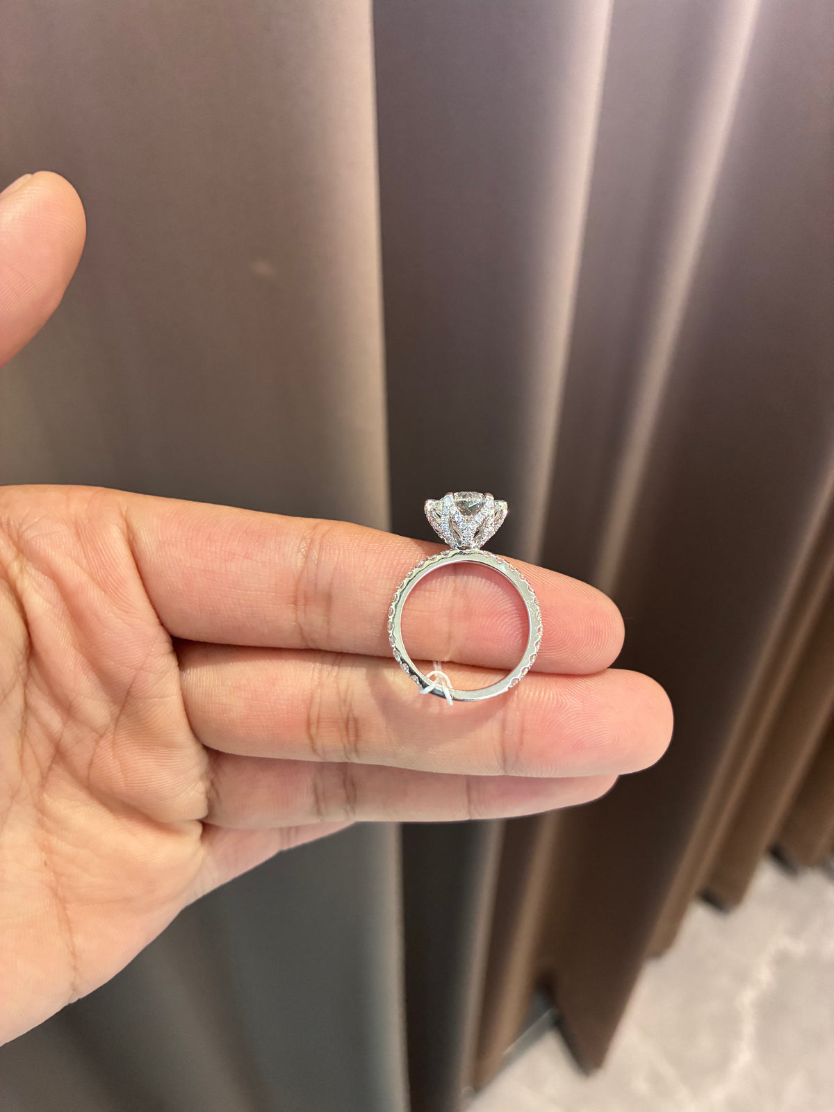 Deposit For Lauren 1️⃣14k white gold ring with 3ct D vvs2 diamond And 1ct side stones2️⃣Each 1.5ct total 3ct round diamond earrings 14k white gold six prongs