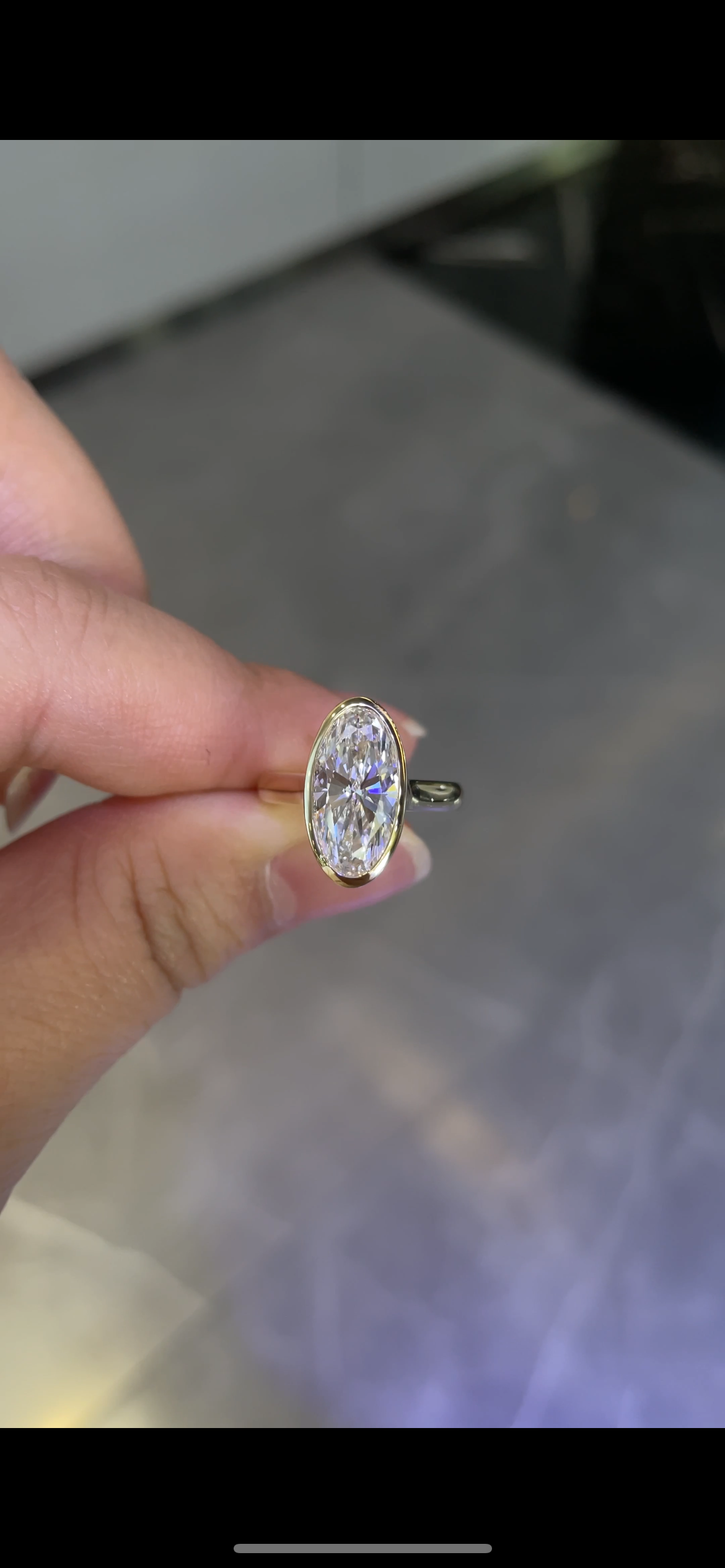 Remaining balance for Daffy 14k bezel elongated oval 2ct ring