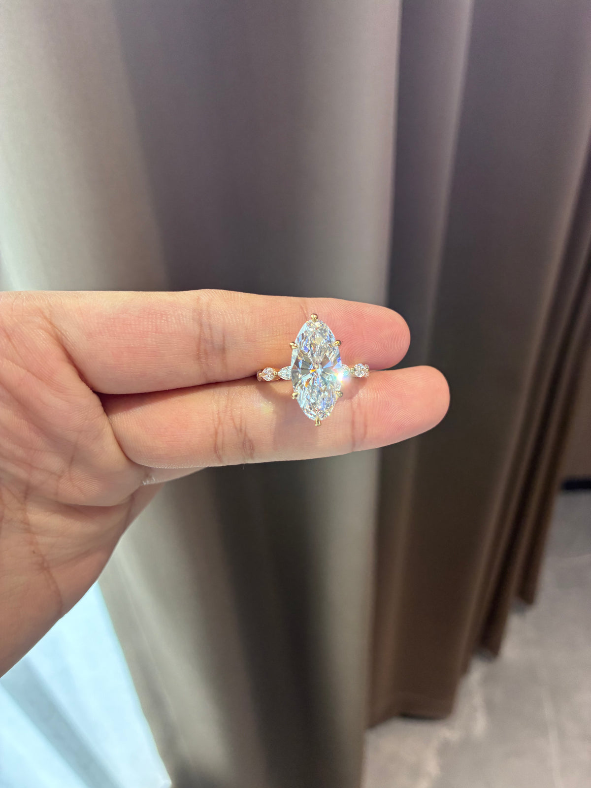 Deposit For chasity brady  14k yellow gold ring with 5ct marquise diamond And 1ct side stone