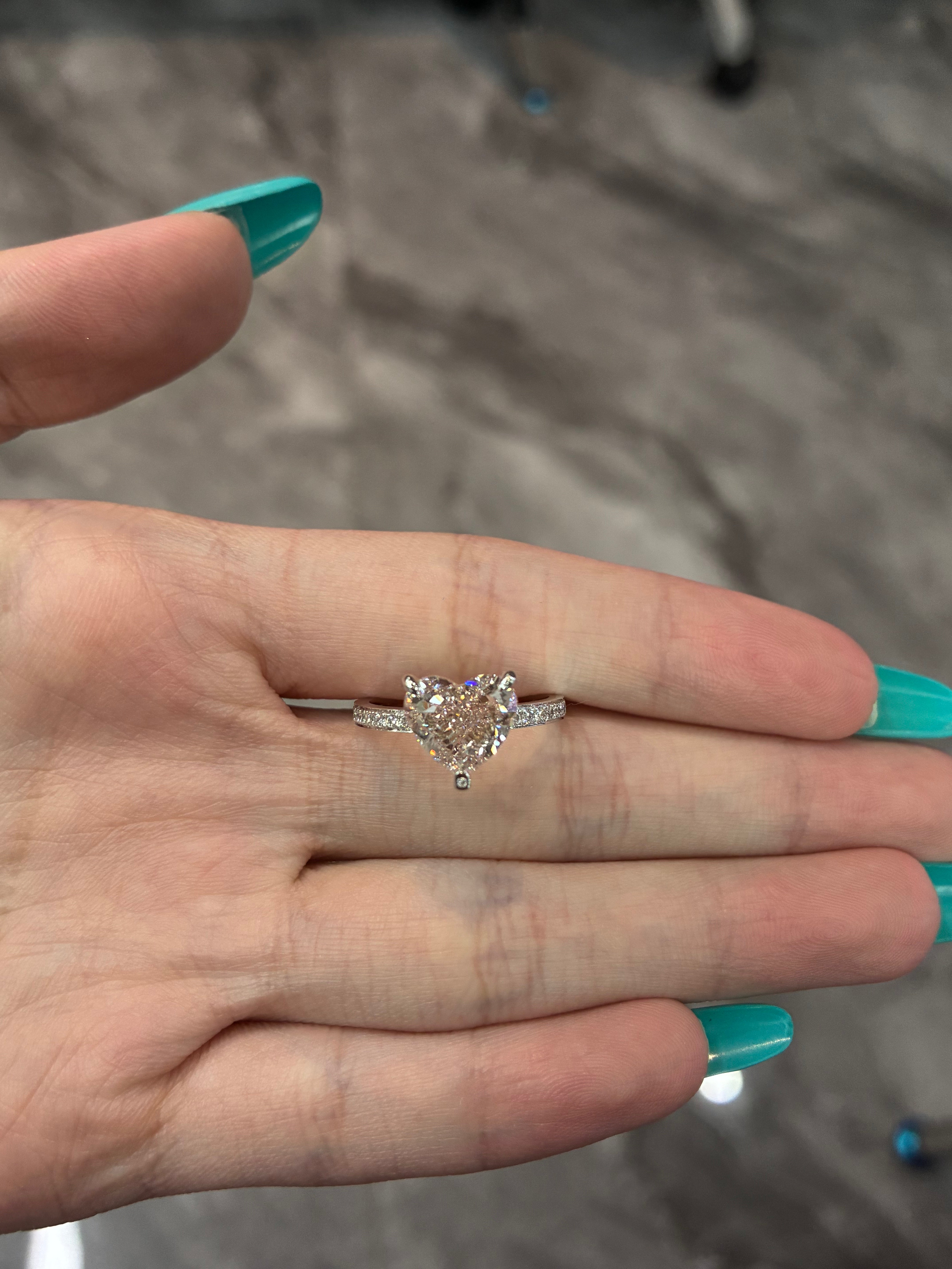 Remaining balance For DanaMarcieXO 14k white gold ring with pink heart shape 3ct VS1 diamond