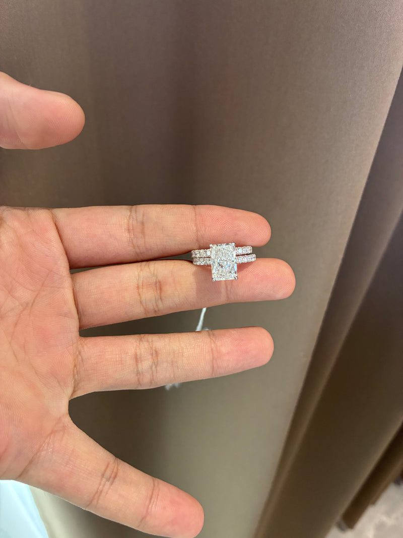 Deposit For Hope Zamora 14k white gold ring E vvs2 3ct main diamond And 14k white gold band