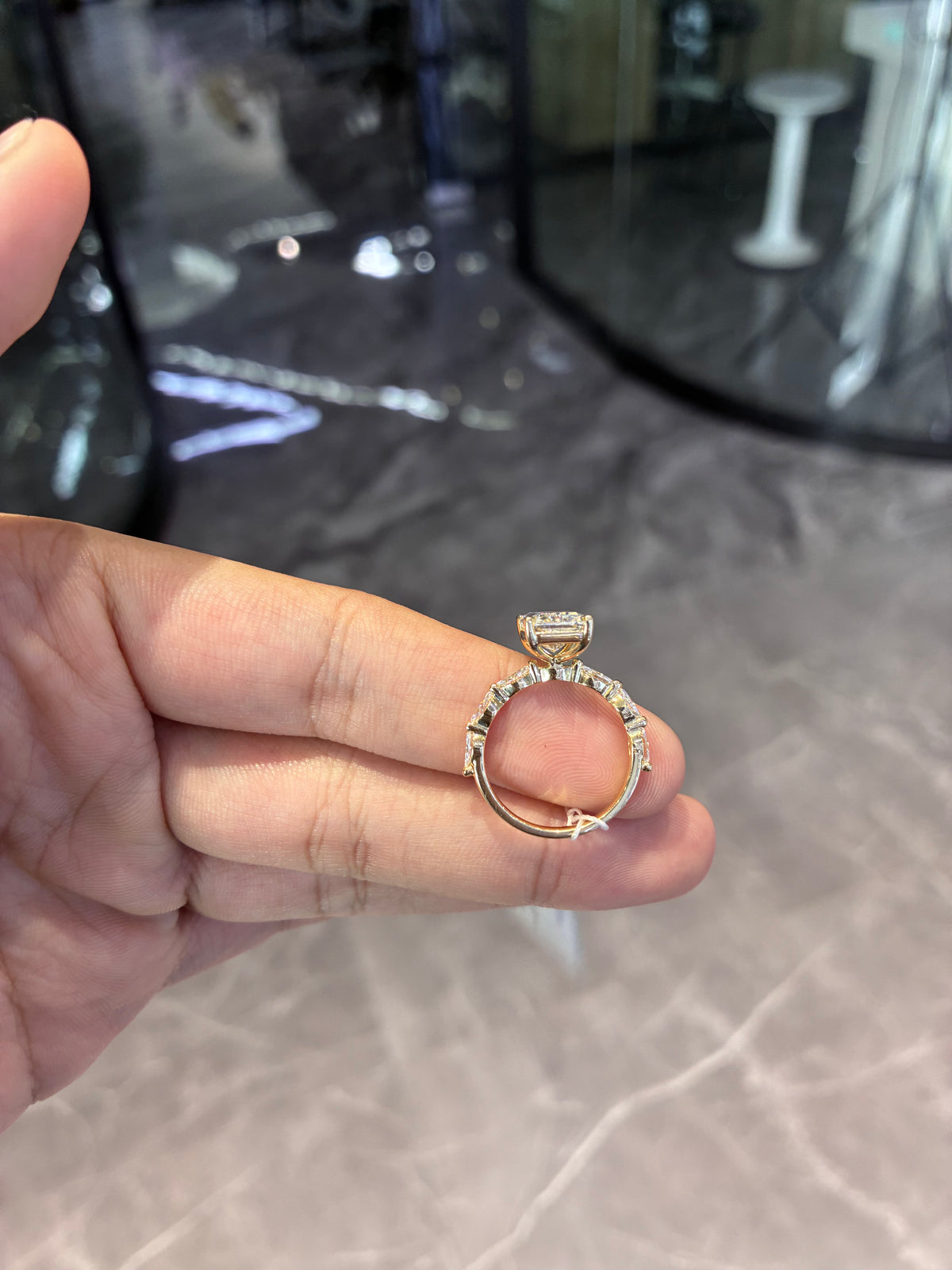 For Miguel Vazquez 14k yellow gold ring with 1ct D vvs2 marquise diamond