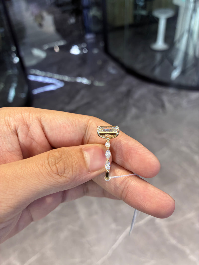 For Miguel Vazquez 14k yellow gold ring with 1ct D vvs2 marquise diamond