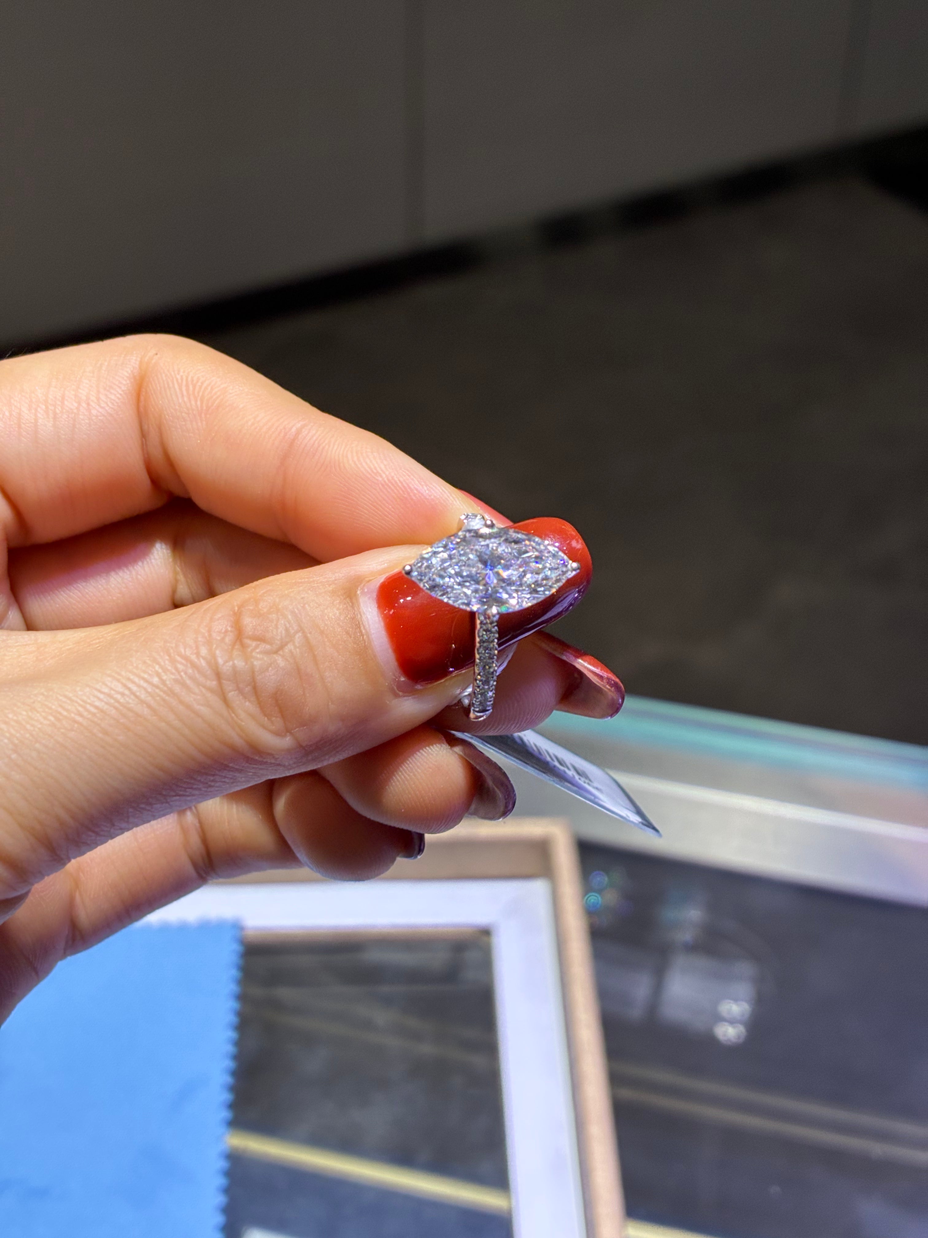 For dear KateB: 2cts marquis ,solitaire, D/VVS2