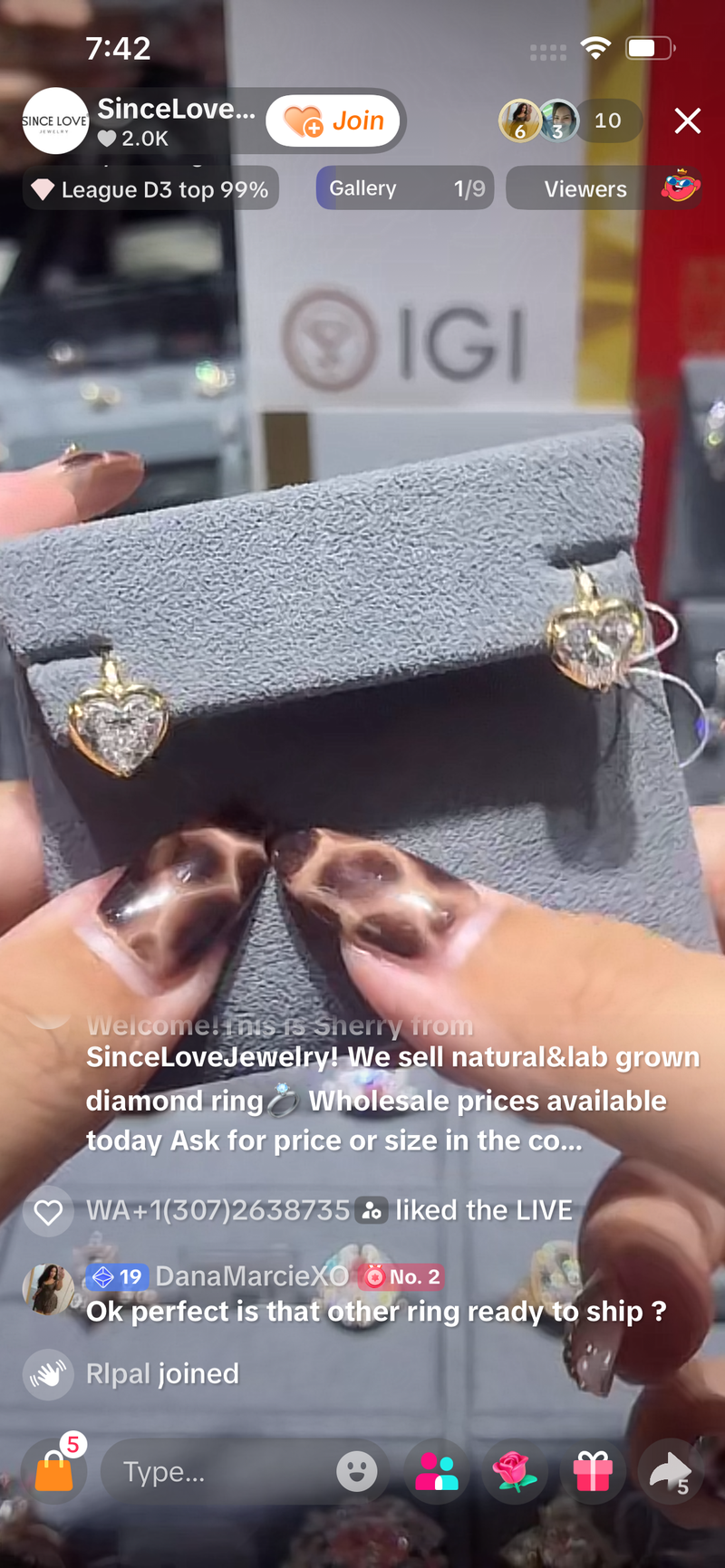 Deposit For DanaMarcieXO 14k yellow gold ring with heart diamonds each 1.5ct total 3ct