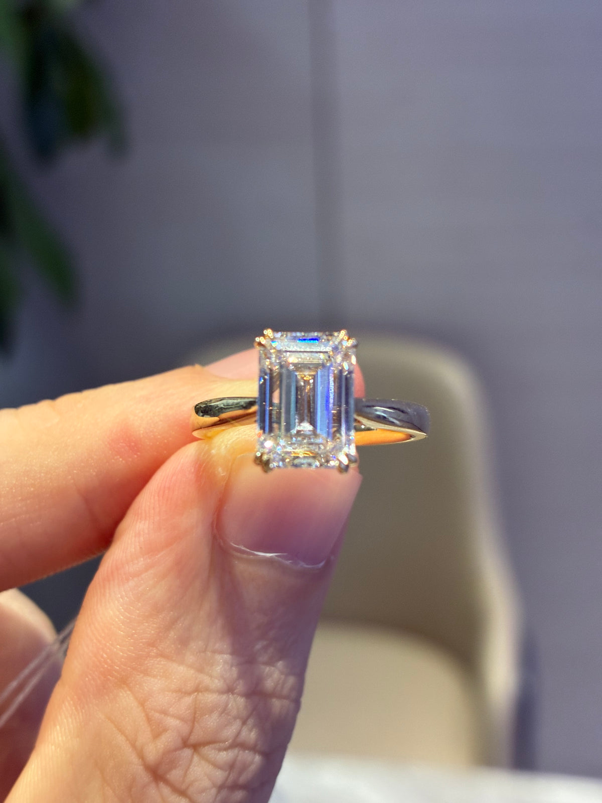 Custom made for Ron 2 carats Emerald D-E/VVS-VS in 14k yellow gold