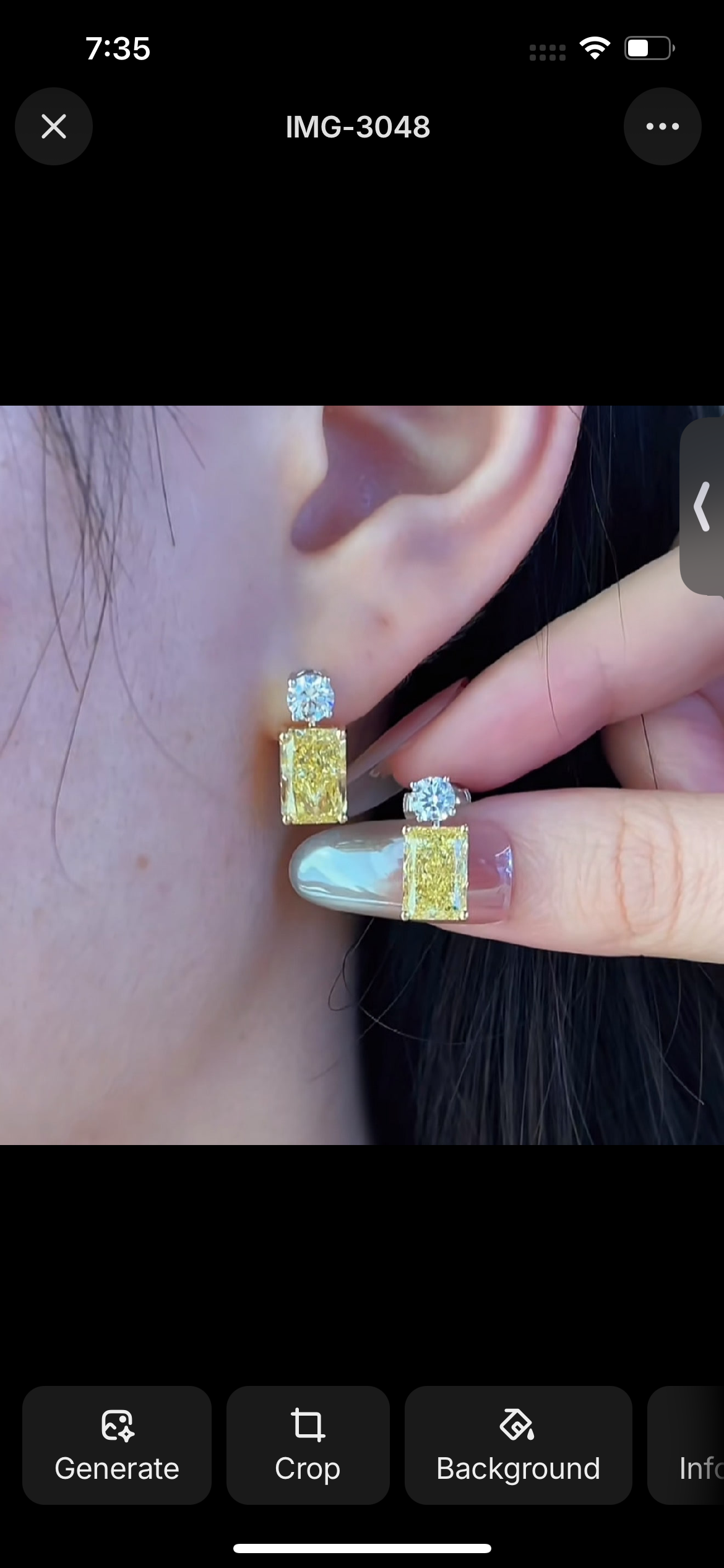 Deposit for Nidia 14k solid white gold total 0.40ct white round diamond➕Oval yellow diamond: 1ct each vvs2, total 2ct