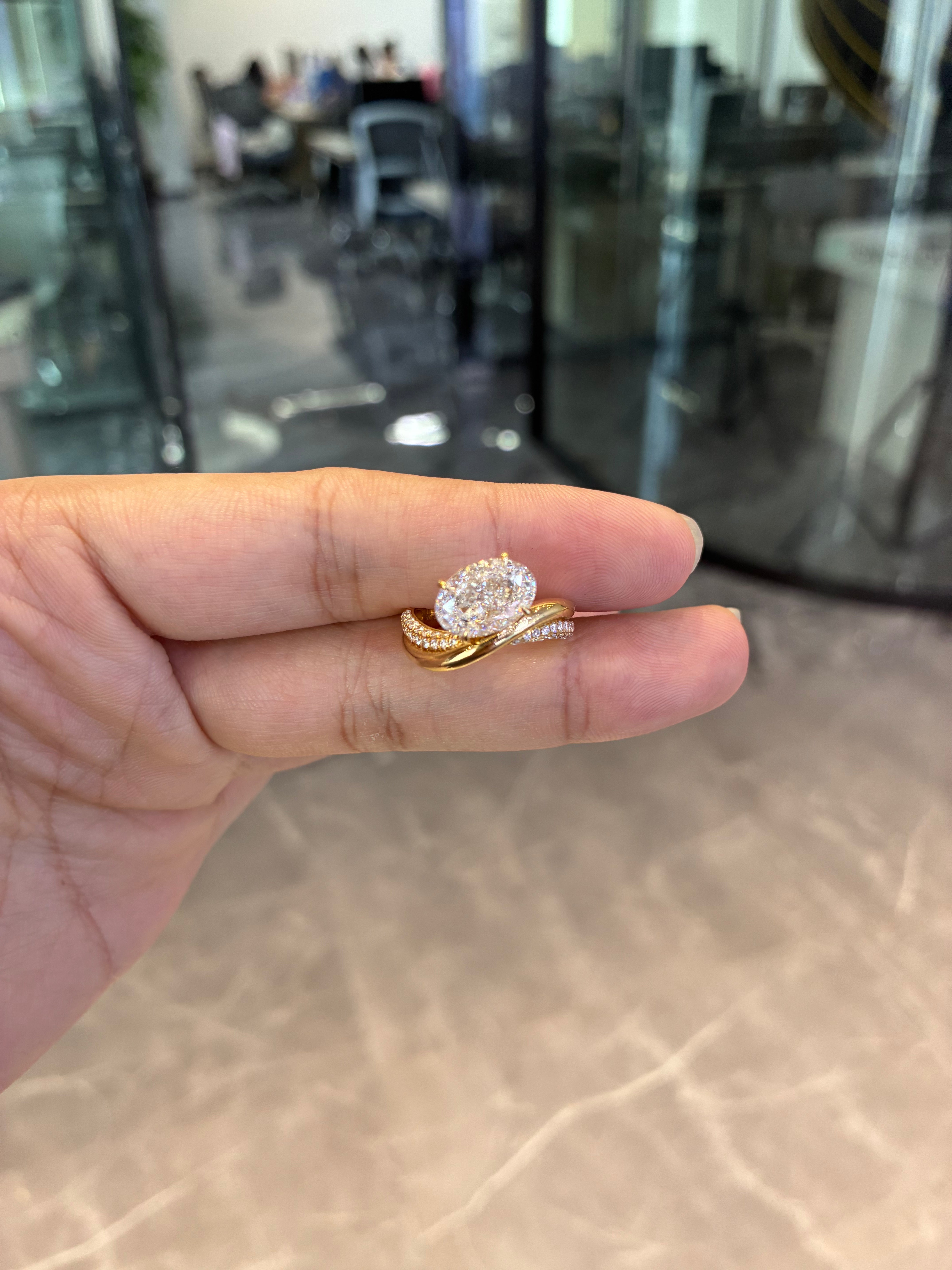 Deposit For Sherry Manzo 14k yellow gold ring with 3ct oval ring