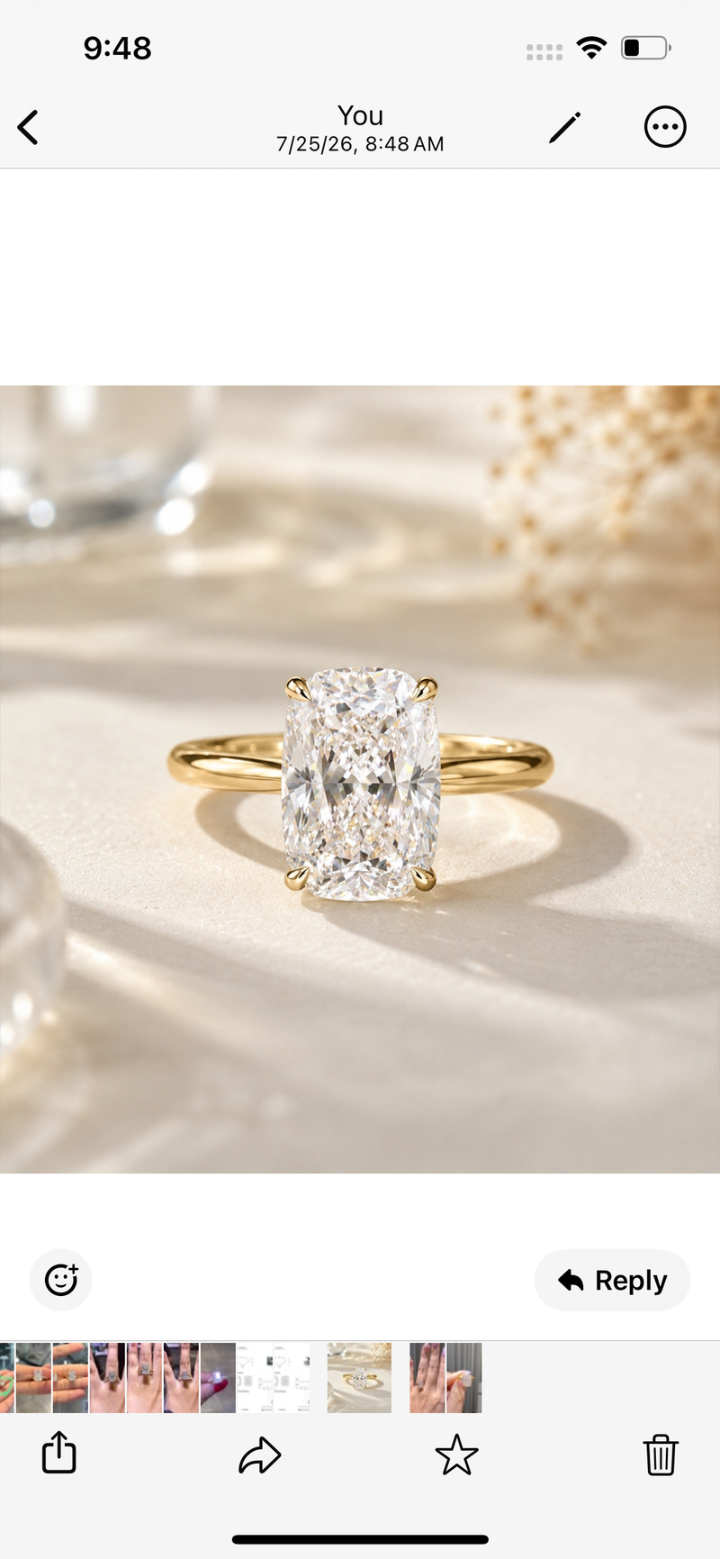 Deposit For Taylor 14k yellow gold ring with 4ct elongated cushion