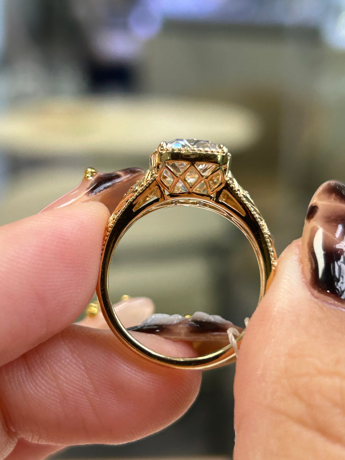 For Swann Karma, deposit for 18k yellow gold 4ct old mine cut ring