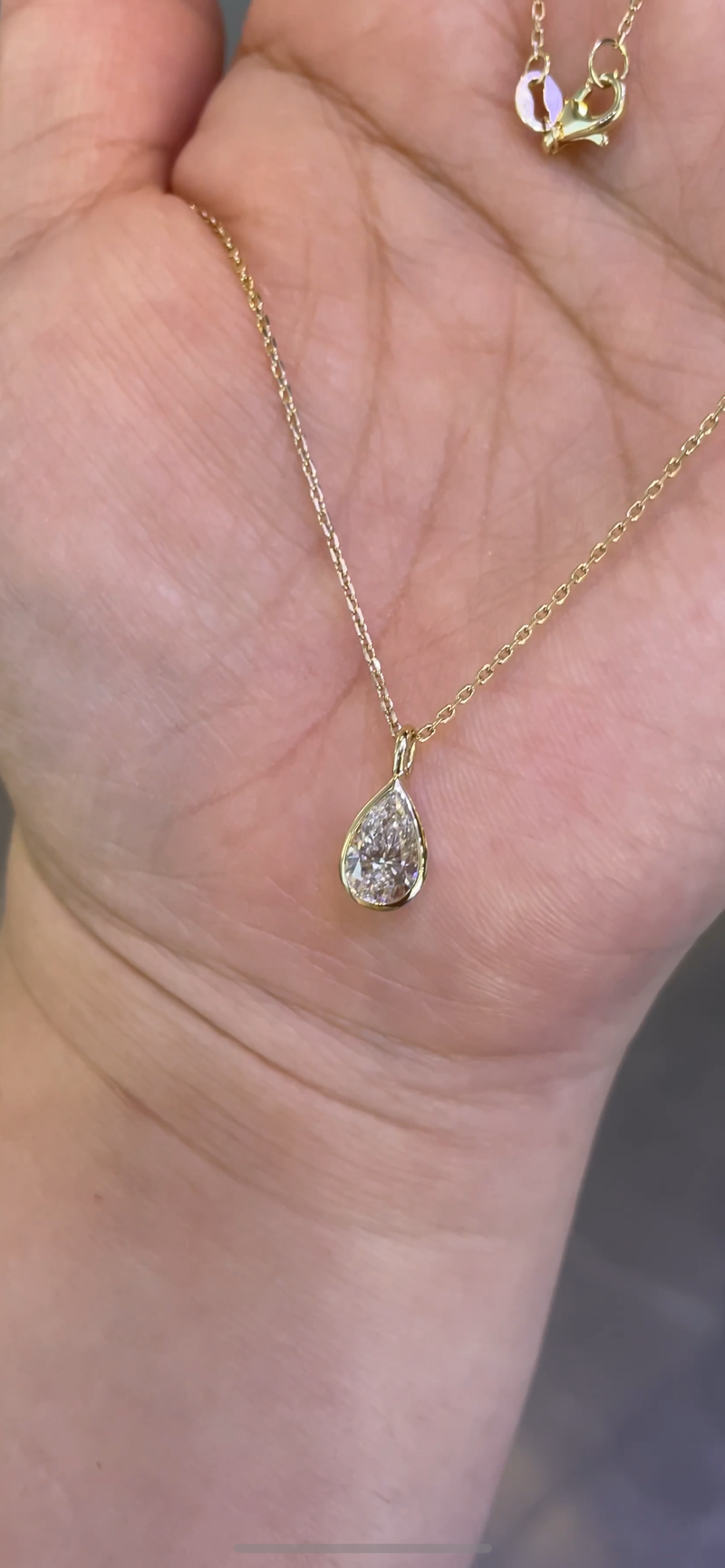 Remaining balance for Terri Johnson 14k yellow gold 1ct pear cut bezel necklace
