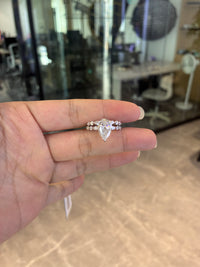 For Grandmother of 7  ready to ship 14k white gold band with 0.540ct diamonds And 14k white pear cut 3ct E vvs2 diamond ring