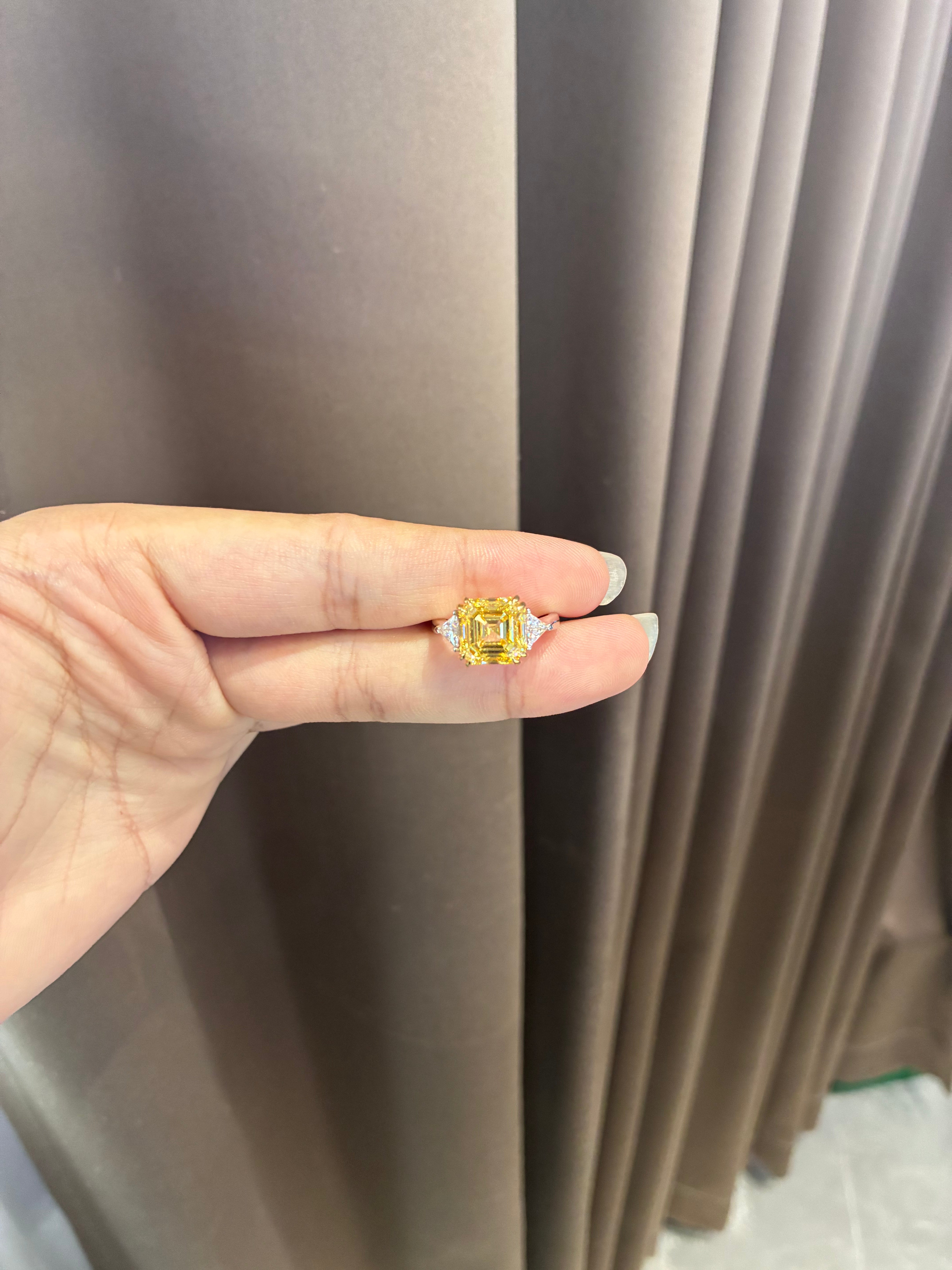For Sherry 18k yellow gold ring with 6.160ct yellow diamond And 0.481ct diamonds