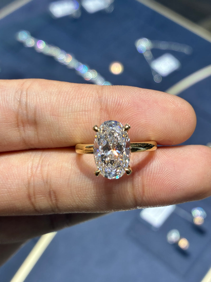 For Krnica16 18k yellow gold ring with 4.010ct/1p D VVS2 diamond 0.274ct/50p side diamond