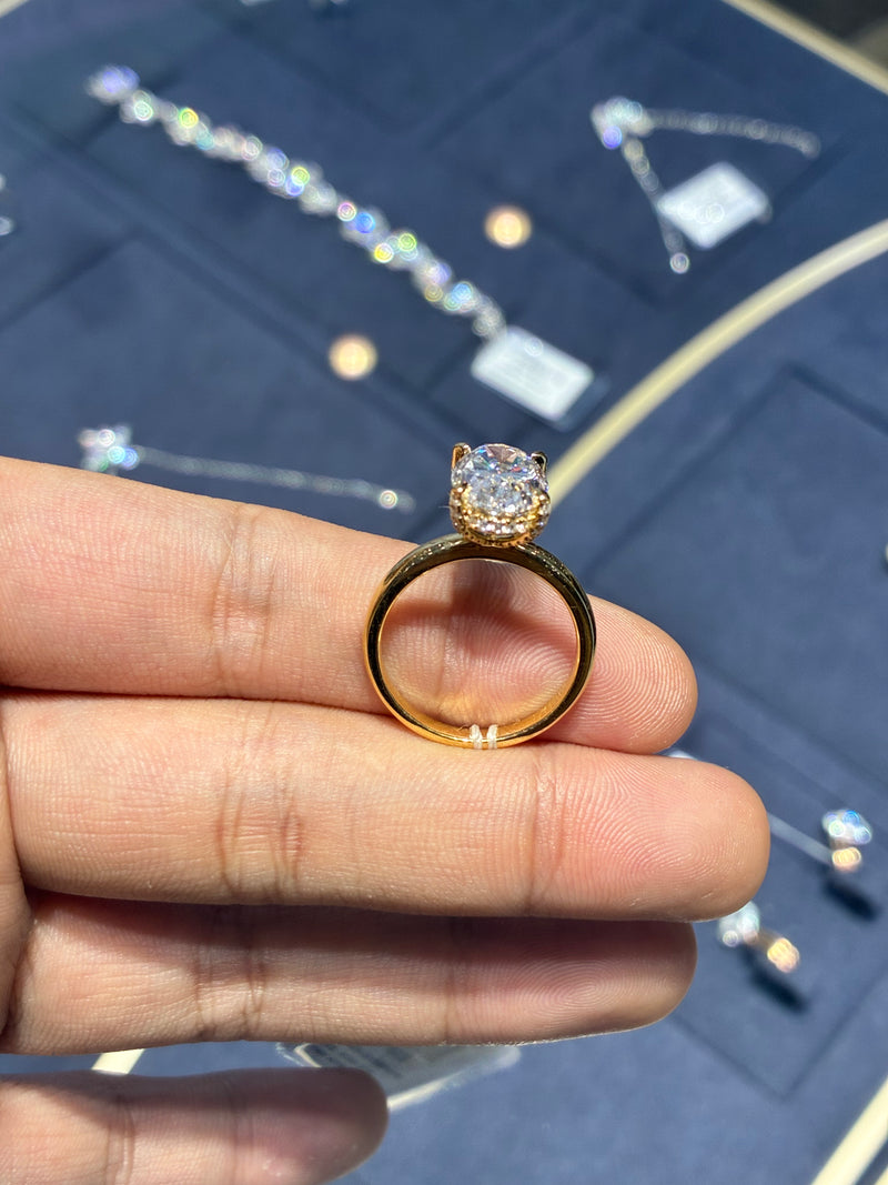 For Krnica16 18k yellow gold ring with 4.010ct/1p D VVS2 diamond 0.274ct/50p side diamond