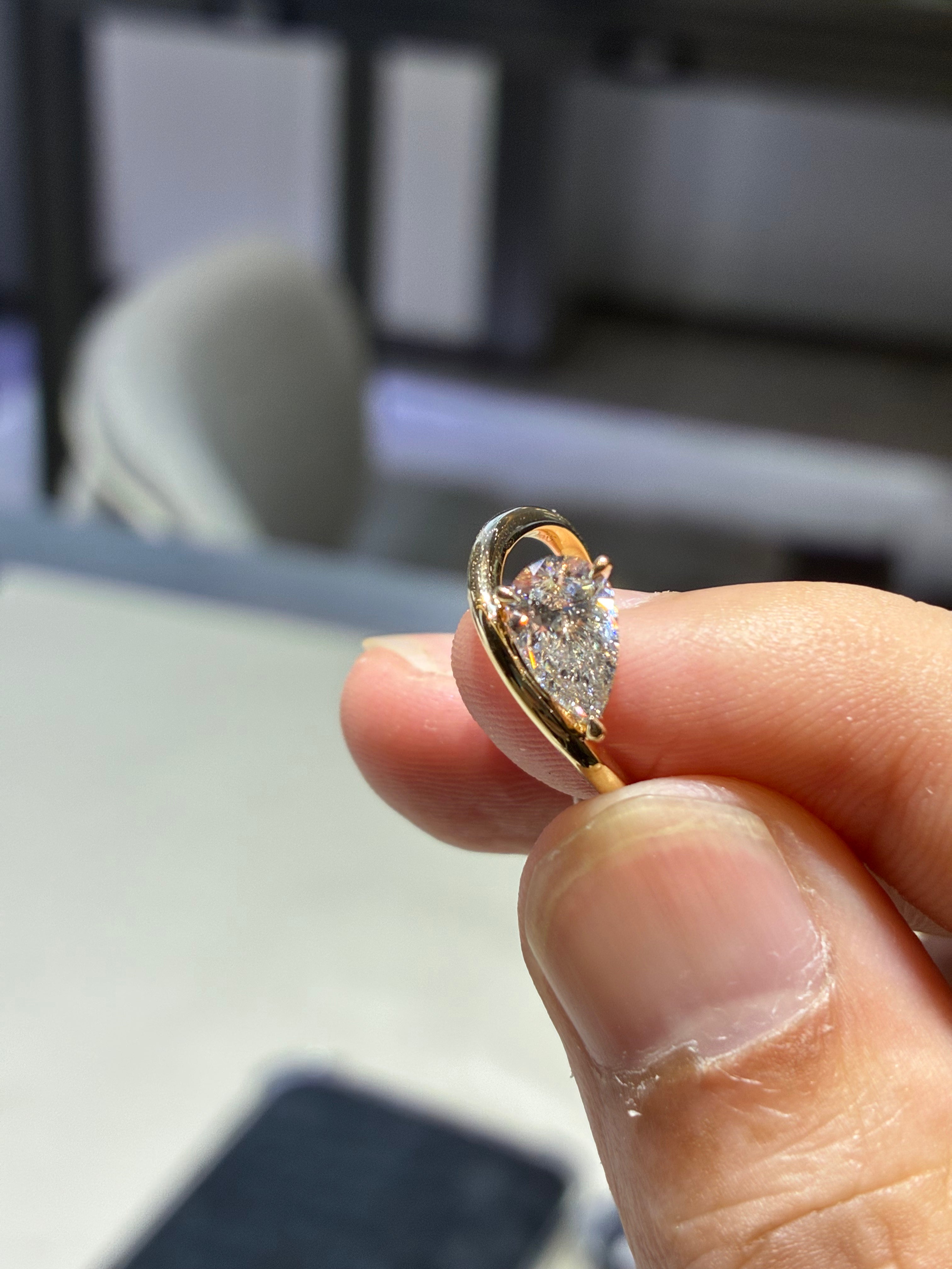 for Annnn Customization（14k yellow gold 1.01ct pear ring