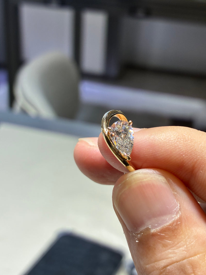 for Annnn Customization（14k yellow gold 1.01ct pear ring