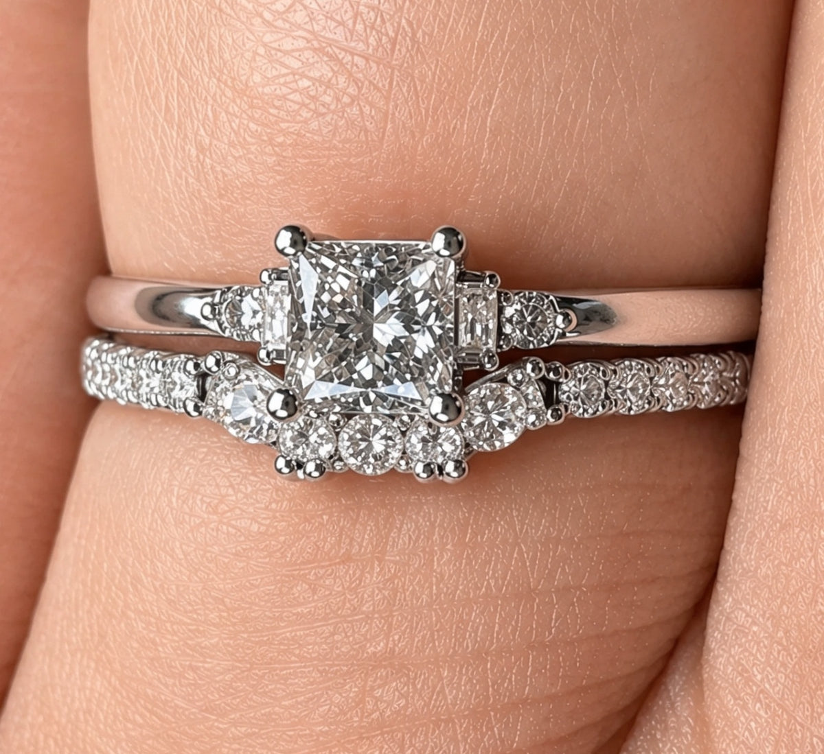 Deposit for Rebecca D 14k white gold, around 0.6ct, around 2.8g, small round curve band, size 9