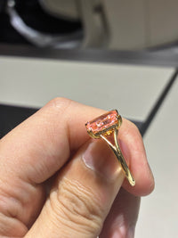 for Doreen Nevarez-Loredo （18k yellow gold 3.02ct pink Radiant cut ring
