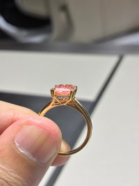 for Doreen Nevarez-Loredo （18k yellow gold 3.02ct pink Radiant cut ring