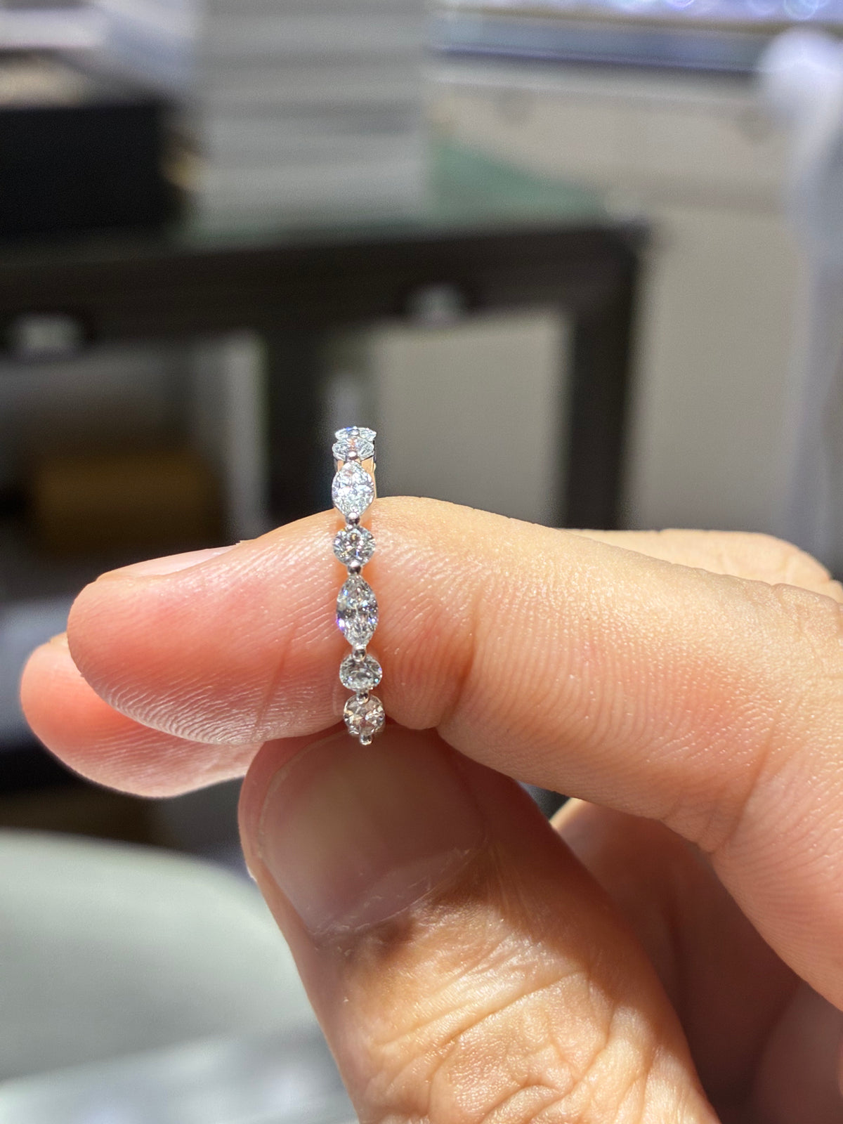 for Pa Custom（Platinum Half Marquise Diamond Band）