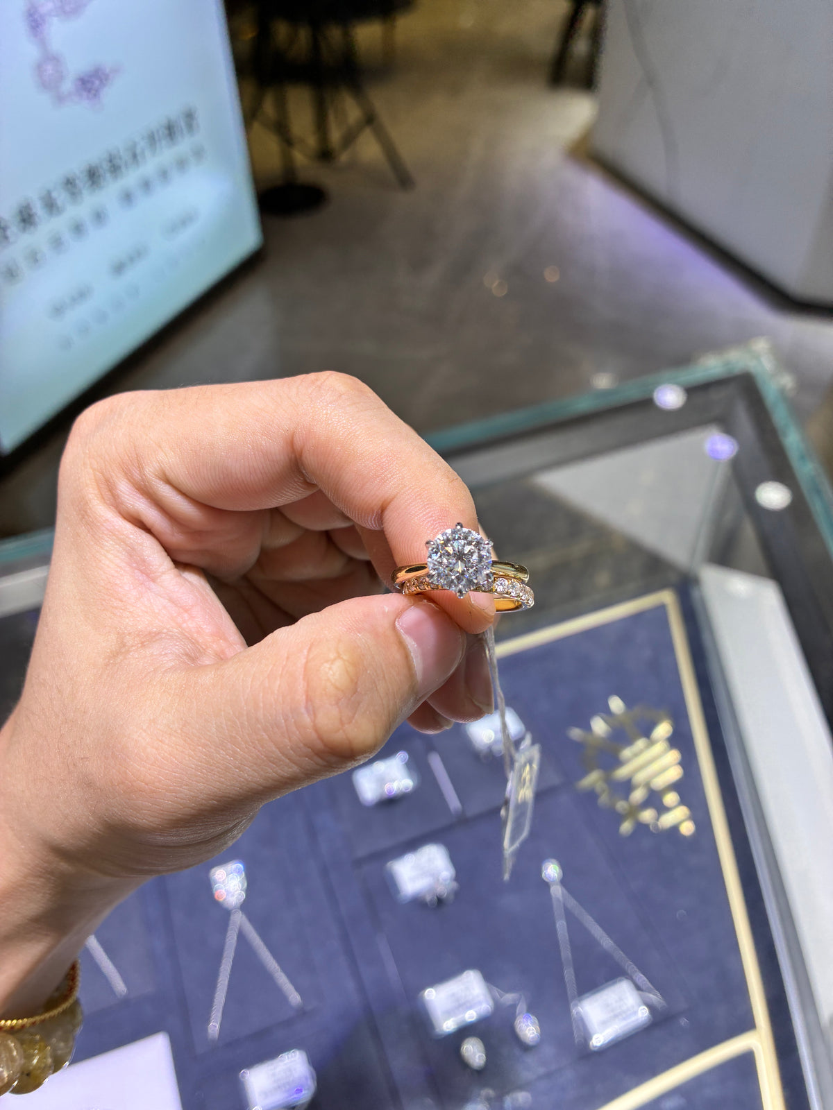 For Maria 14k yellow gold ring with 3ct D vvs1 diamond and 14k yellow gold band