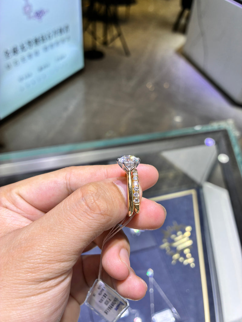 For Maria 14k yellow gold ring with 3ct D vvs1 diamond and 14k yellow gold band