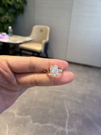 For Mom Mommy 14k yellow gold ring with 4.08ct main diamond E/VS1 And 0.238ct side stones