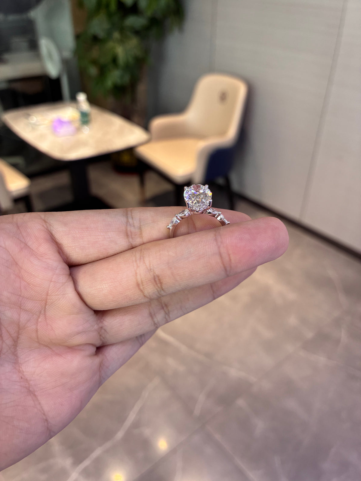 Deposit For aarronrafton527 14k rose gold ring with 4ct elongated cushion diamond And 4 side stone