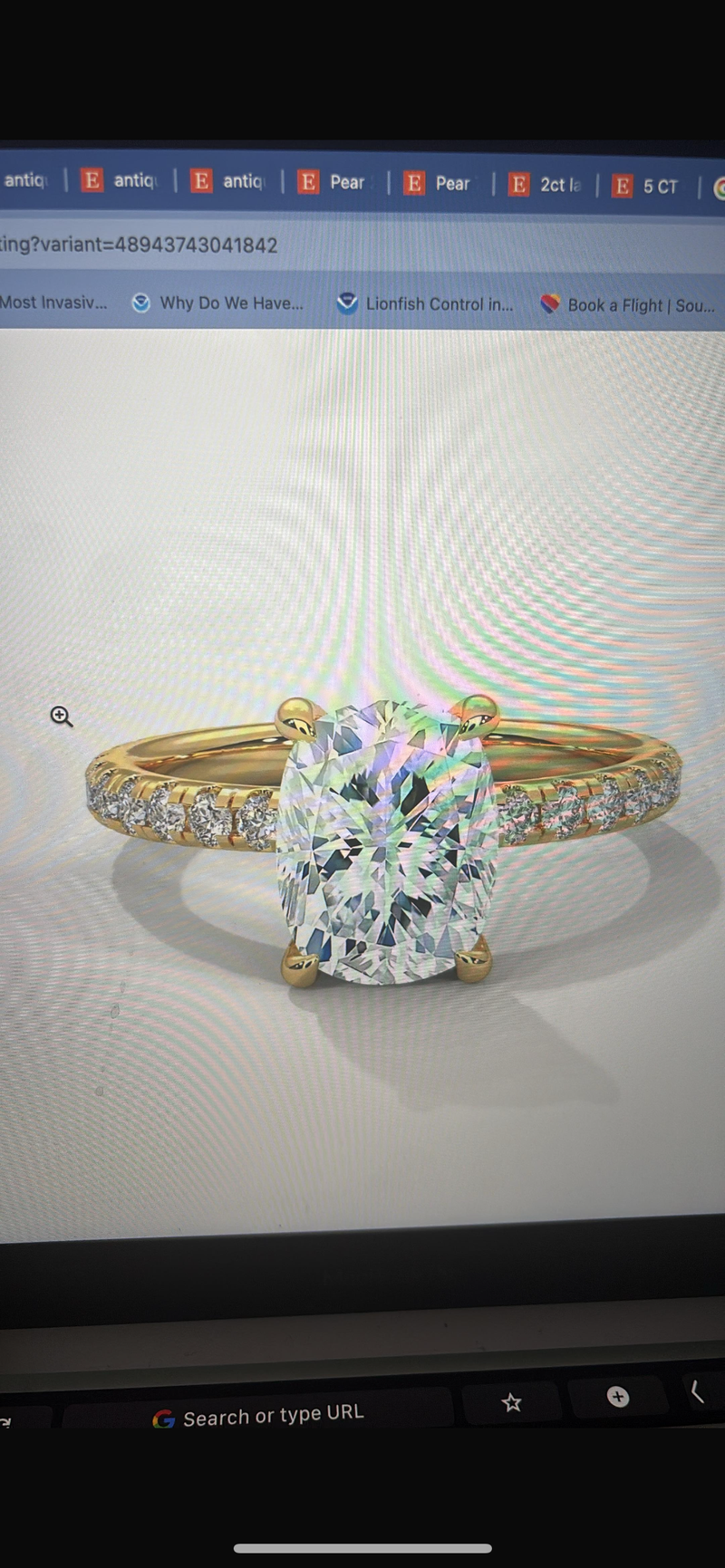 Deposit For Keke platinum ring with 5ct Elongated cushion diamonds
