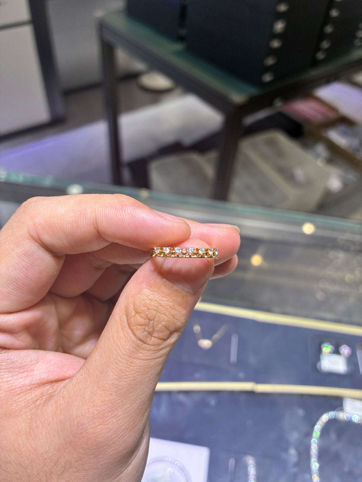 For Valarie 18k yellow gold band with 0.116ct diamonds