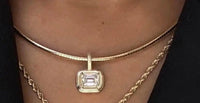 Deposit for Raquel Bosak 18k yellow gold Omega Chain, 1.3mm, 16", around 4.5g gold weight+ 1ct emerald bezel open clasp, E/VVS2