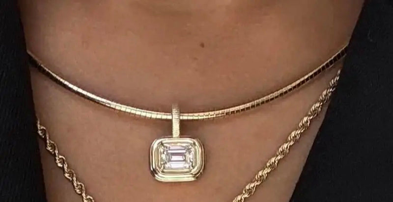 Deposit for Raquel Bosak 18k yellow gold Omega Chain, 1.3mm, 16", around 4.5g gold weight+ 1ct emerald bezel open clasp, E/VVS2