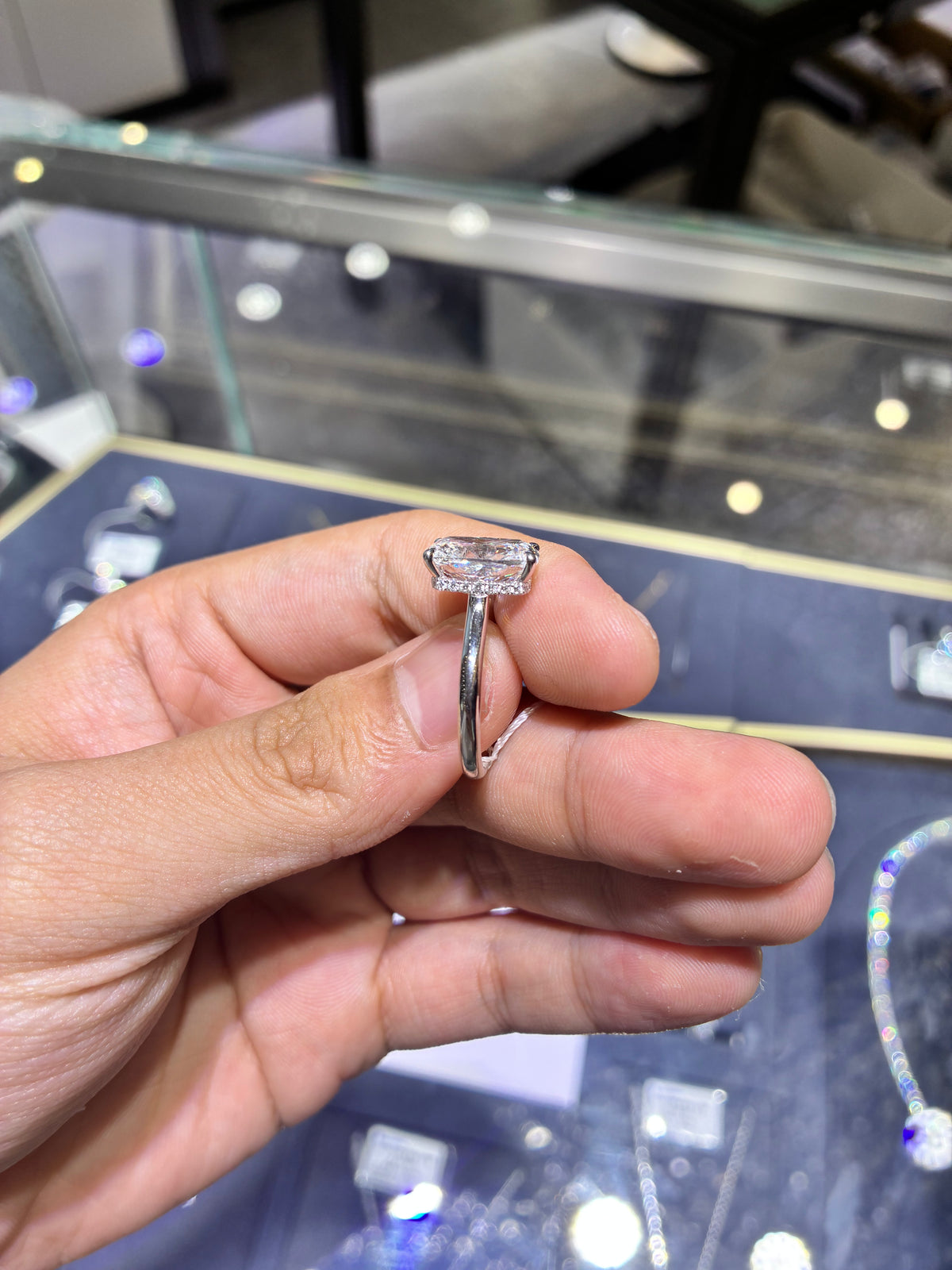 For Alexandria 18k white gold ring with 5ct E vvs2 radiant cut diamond (custom order)