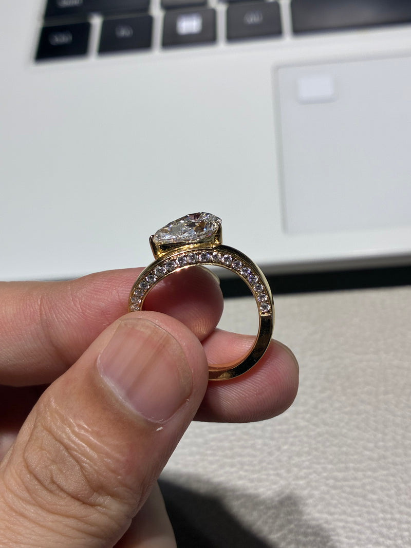 for  Jackie custom（3ct pear 14k yellow gold ring）