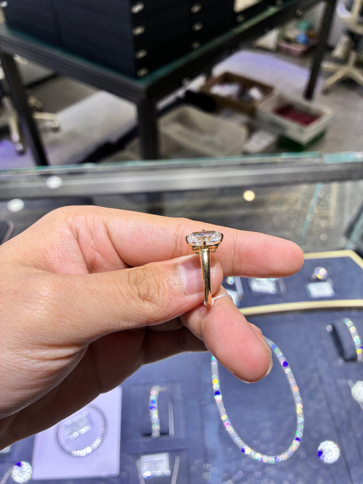 For Es insertion 14k yellow gold with 3.010ct diamond add hidden halo (custom made)
