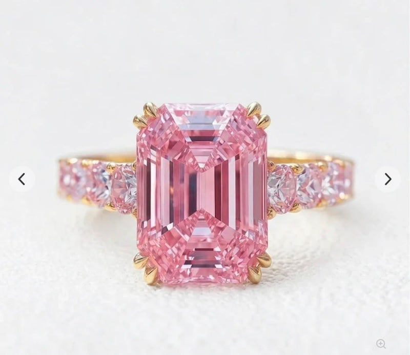 Deposit for Nanci 14k solid yellow gold lab pink sapphire, 1.92ct, with 0.70ct side sapphires