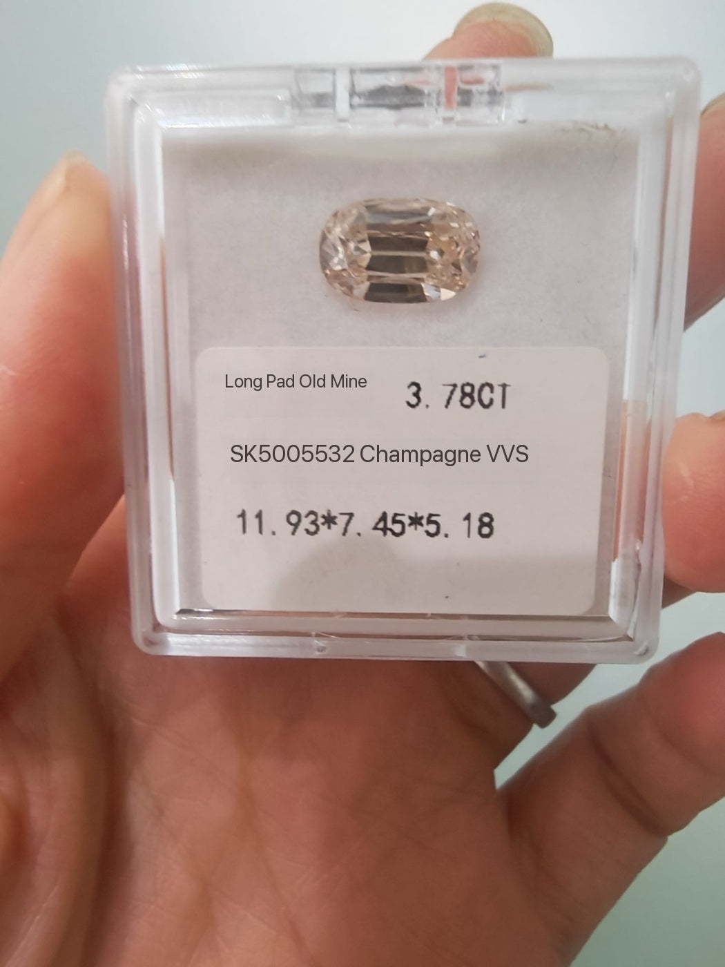 Deposit For Liz 3.78ct champagne cushion shape old mine cut