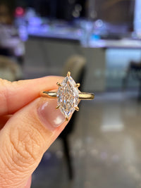 For dyelhsy, 3.08ct Marquise Lab diamond Solitaire Engagement Ring, E/VVS2, 18k solid yellow gold (Ready to ship)
