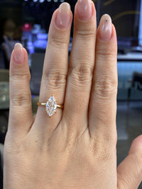 For dyelhsy, 3.08ct Marquise Lab diamond Solitaire Engagement Ring, E/VVS2, 18k solid yellow gold (Ready to ship)