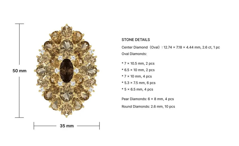 2nd Deposit Payment for Lis’s Custom 14K Solid Gold Brown Diamond Pendant Necklace
Center Stone: 2.6ct Fancy Brown Diamond