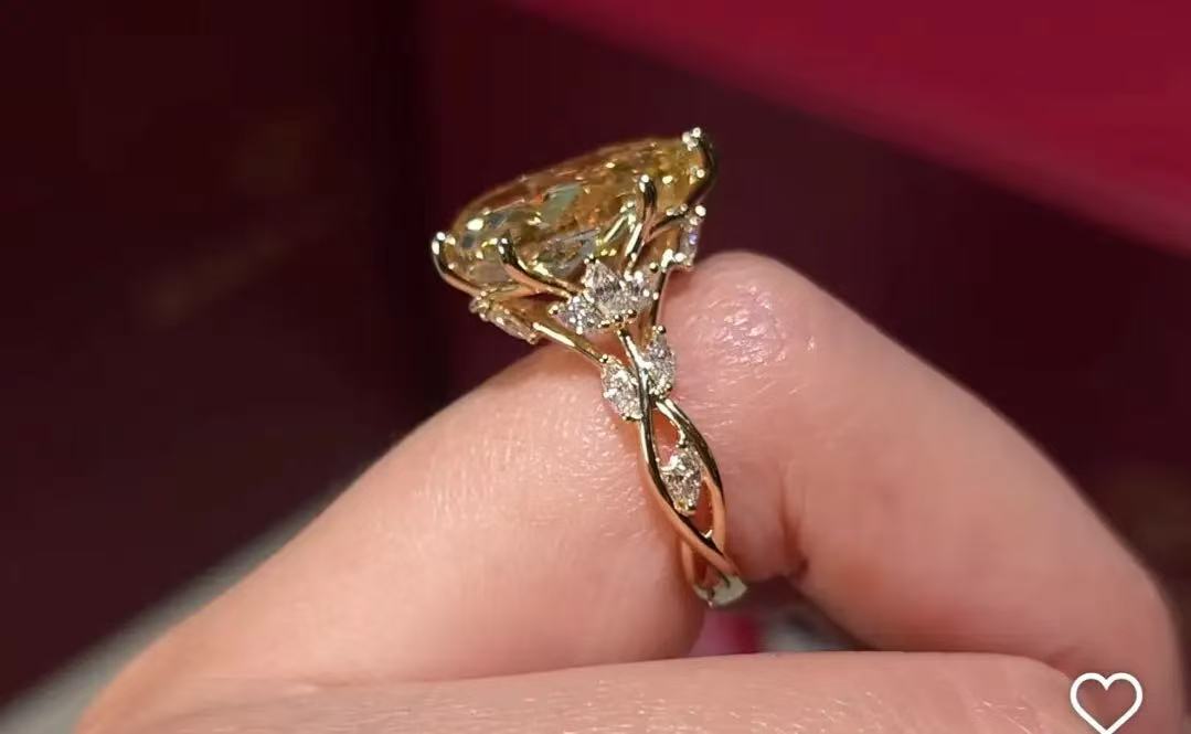 50% Balance+Setting fee for Teresa Arellano//Marquise Cut Twisted Wand Design Solitaire Wedding Ring (Empty Setting)//14K Solid White/Rose gold//Empty Basket for 3.010ct Marquise shape center stone//16 Marquise cut side stones for total 0.950ct//D-E/VS-V