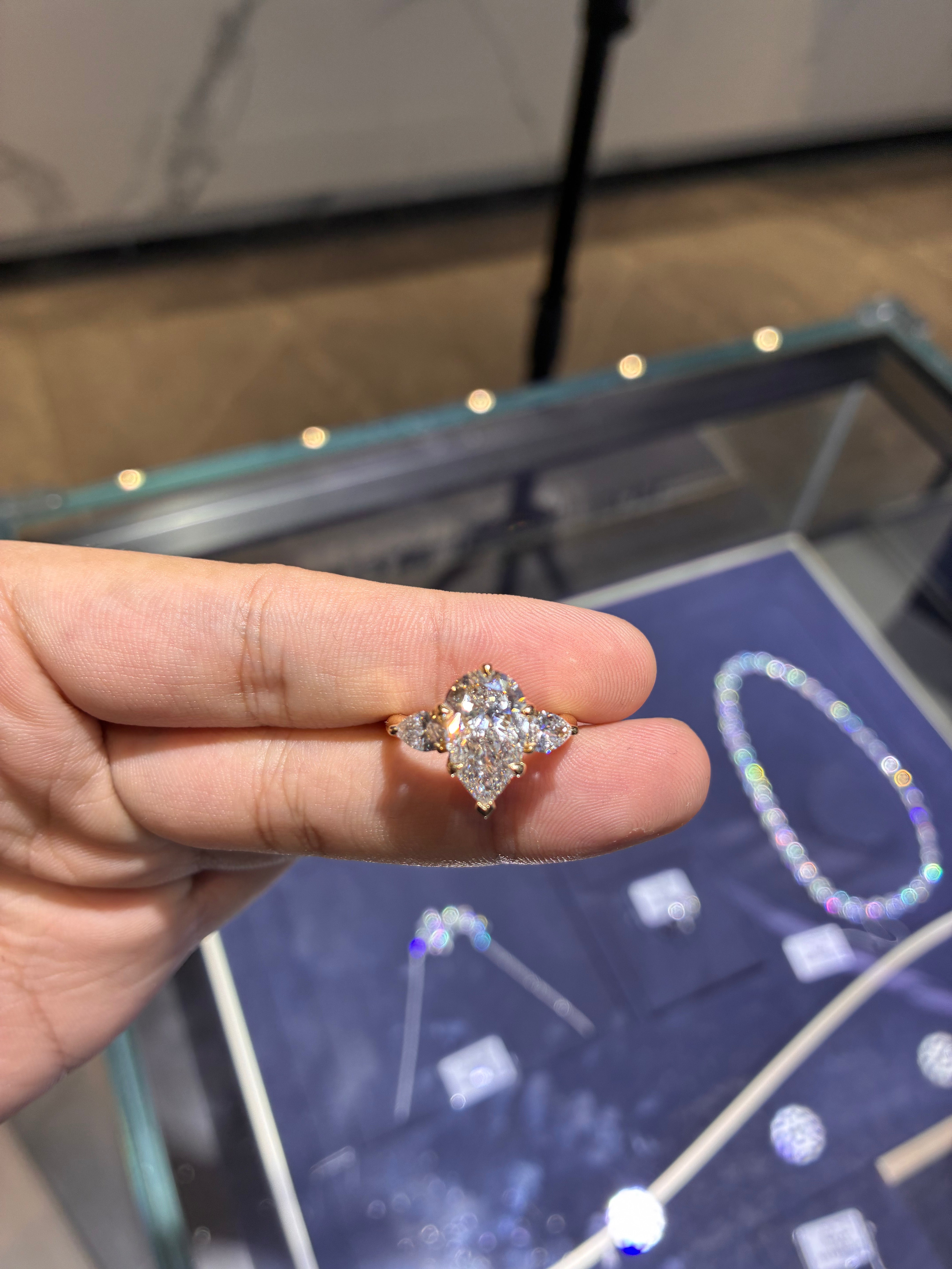 For Manny 14k yellow gold ring with 3.030ct main diamond