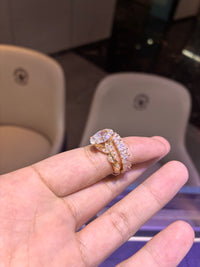 For Rebeca 18k yellow gold Oval ring And full radiant diamonds Band