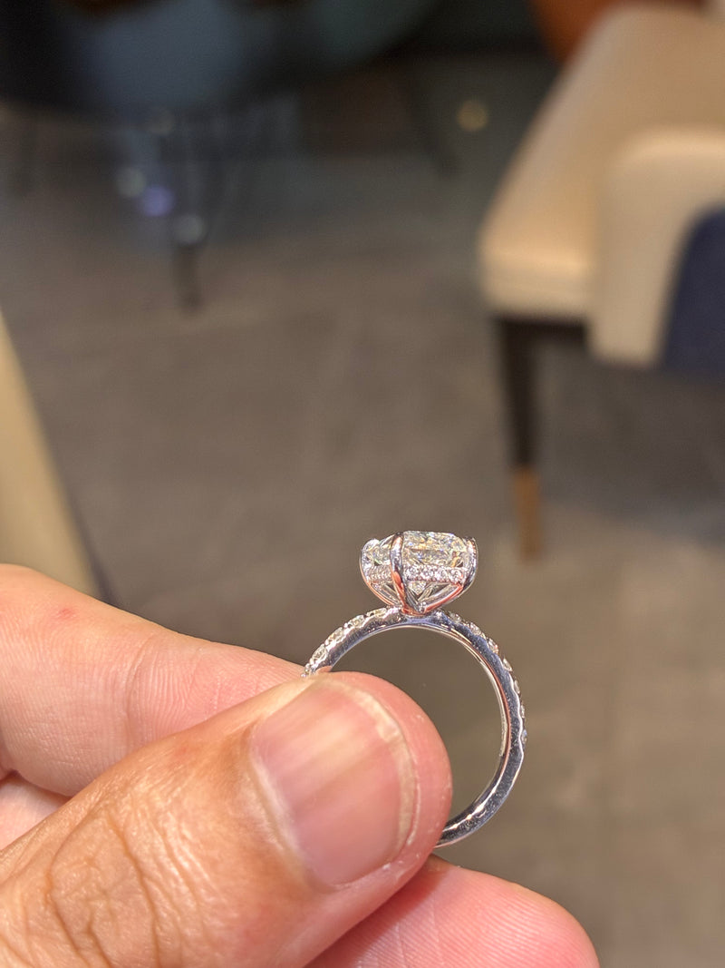 for deandrealloyd （14k white gold 3.02ct Radiant ring）