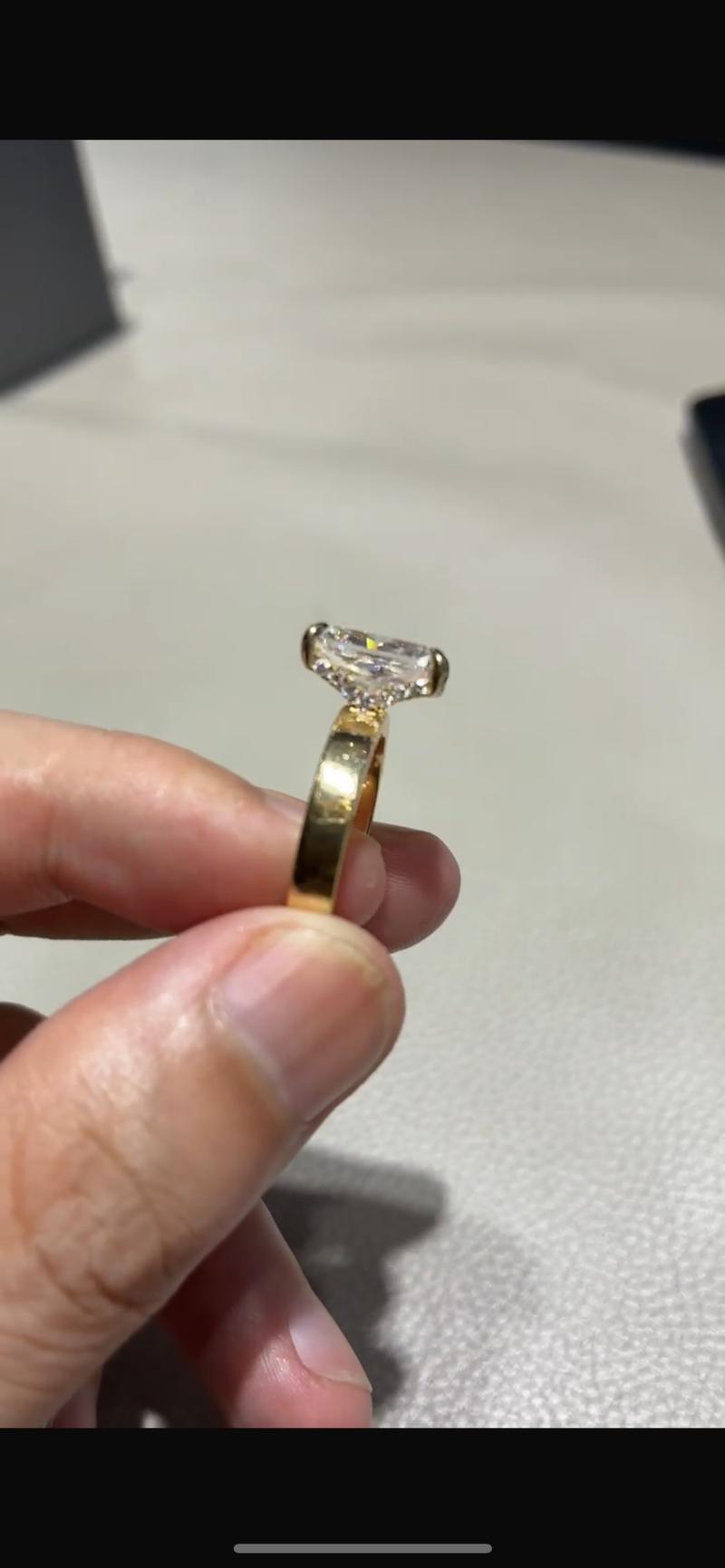 Deposit For Carmen 14k white gold ring  (Blue Princess cut diamond 2.22ct VS1) Cathedral wide band