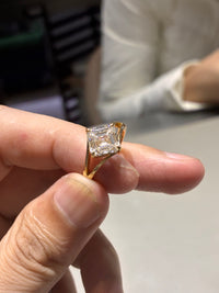 for gigi custom（14k white gold 3ct Ascher cut E/vvs2 ring）
