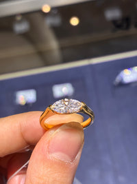 For Ruby (Marquise cut, 1.03 carat, D color, VVS2 clarity, set in 18K gold )