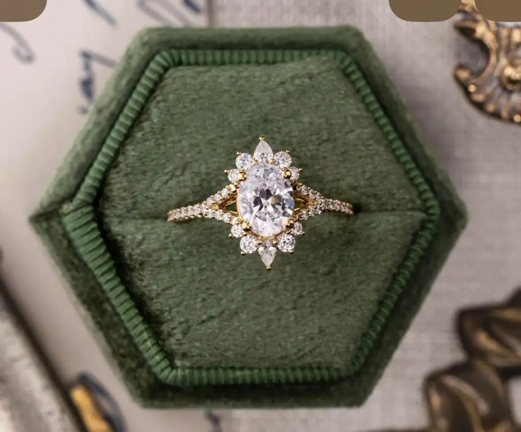 Remaining For Alba 14k yellow gold ring with E vs1 2ct oval main diamond