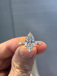 Customization for TraciAngelle 1 carats marquis with 0.437 total carats sidestones 24 pieces in 14k yellow gold